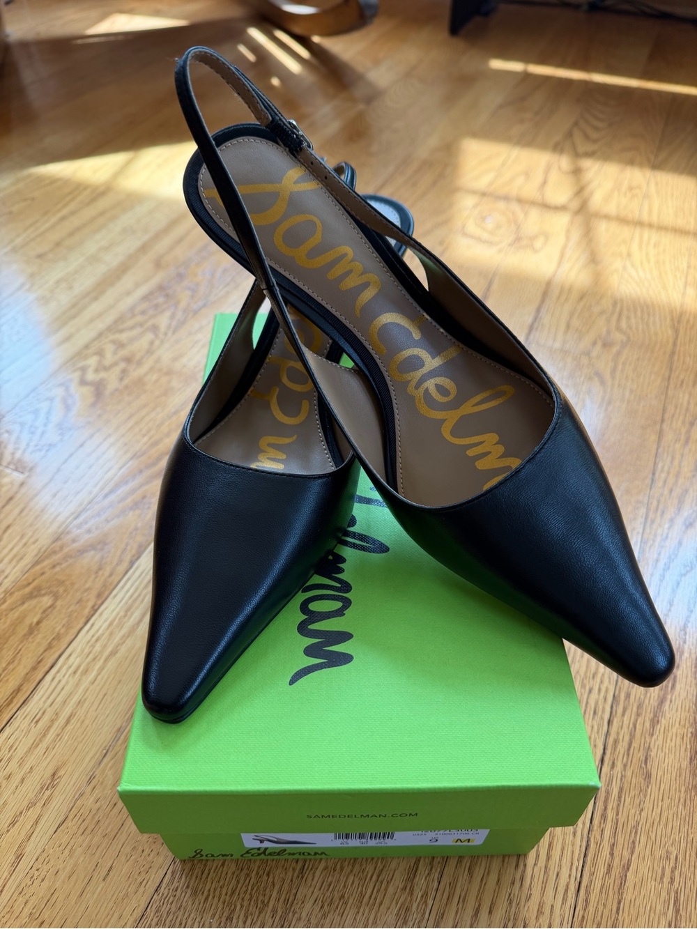 Sam Edelman Black Pointed Slingback Heels